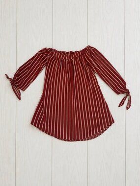 Rhapsody Women’s L Striped Off-the-Shoulder Tie Dress
